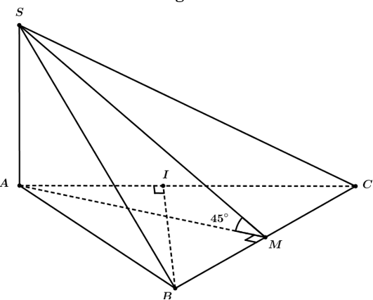 Cho hình chóp SABCD có đáy ABC là tam giác đều, SA vuông góc với mặt phẳng ( ABC). Góc giữa hai mặt phẳng (ảnh 1)