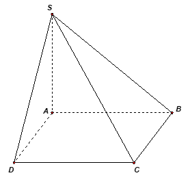 Cho hình chóp SABCD có đáy ABCD là hình vuông cạnh 2a, cạnh SA vuông góc với đáy và mặt phẳng ( SBC) tạo với đáy một góc bằng 60 độ (ảnh 1)