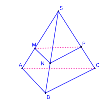 Cho hình chóp đều SABC có tất cả các cạnh bằng a. Mặt phẳng (P) song song với mặt đáy (ABC) và cắt các cạnh bên SA, SB, SC lần lượt tại các điểm  (ảnh 1)