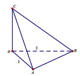 Cho khối chóp OABC  có ba cạnh OA, OB  ,OC   đôi một vuông góc với nhau. Biết OA=1, OB=2 và thể tích của khối chóp OABC bằng 3. Độ dài OC bằng (ảnh 1)