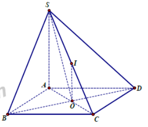 Cho hình chóp S.ABCD có đáy là hình chữ nhật, AB = a căn bậc hai 3 và AD = a. Đường thẳng (ảnh 1)