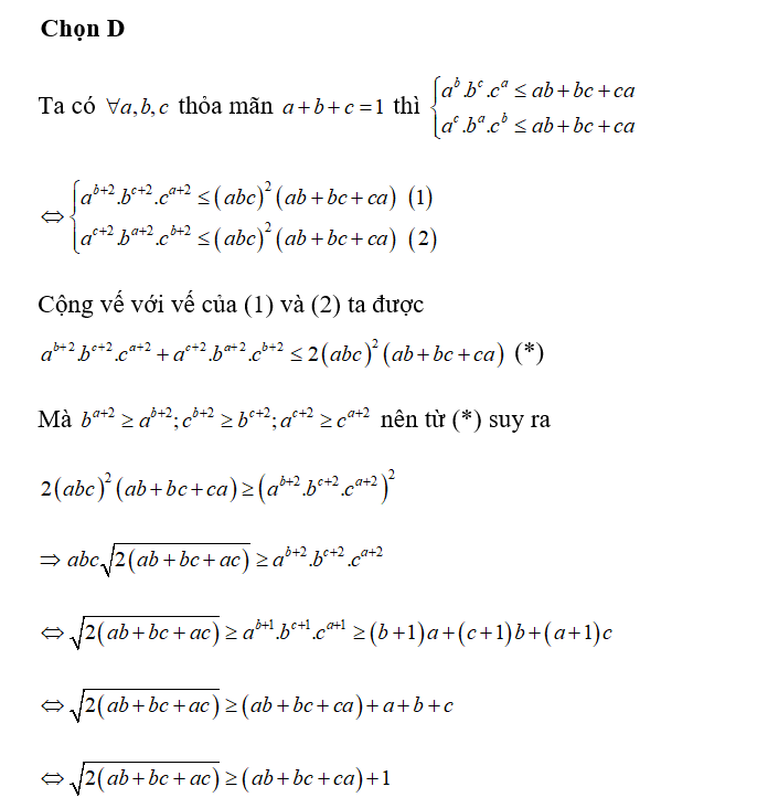 Cho a,b,c là ba số thực dương đôi một phân biệt. Có bao nhiêu bộ (a;b;c) thỏa mãn (ảnh 1)