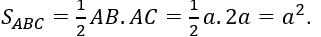 Cho hình chóp SABC có đáy là tam giác vuông tại A, SA=a vuông góc với đáy, AB=a, AC=2a, SA=3a. Tính thể tích khối chóp SABC? (ảnh 2)