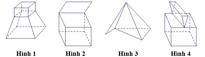 Cho các hình sau:  Mỗi hình trên gồm một số hữu hạn đa giác phẳng (kể cả các điểm trong của nó), hình đa diện là: (ảnh 1)