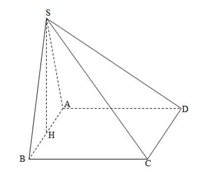 Cho hình chóp S.ABCD có đáy ABCD là hình vuông; hình chiếu của S trên (ABCD) (ảnh 1)