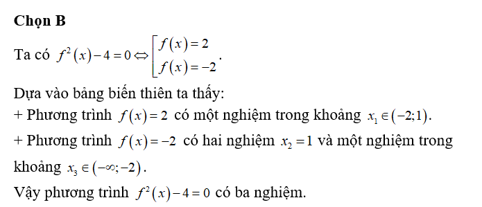 Cho hàm số f(x) có bảng biến thiên ở hình vẽ sau:  Số nghiệm của phương trình  là (ảnh 2)