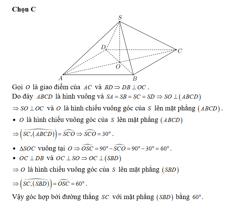 Cho hình chóp S.ABCD có đáy ABCD là hình vuông, SA=SB=SC=SD (ảnh 1)