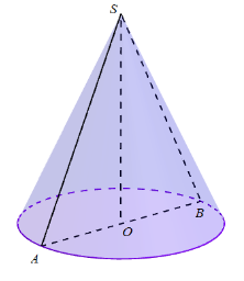 Một hình nón có chiều cao bằng a và thiết diện qua trục của hình nón đó là tam giác (ảnh 1)