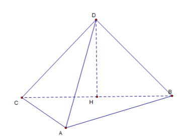 Cho tứ diện ABCD có DA=DC=DB  , tam giác ABC vuông tại A. Chân đường cao của tứ diện xuất phát từ đỉnh D là điểm nào? (ảnh 1)