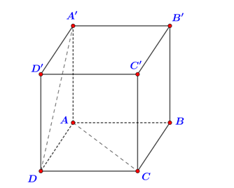 Cho hình lập phương ABCD.A'B'C'D' (hình vẽ bên dưới). Số đo góc giữa hai đường thẳng AC  (ảnh 1)