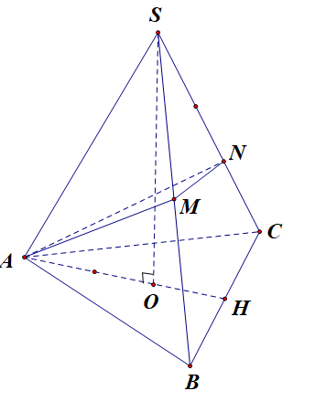 Cho hình chóp đều S.ABC có cạnh đáy bằng a, cạnh bên bằng 2a. Gọi M là trung điểm SB, N là điểm trên đoạn SC sao cho NS = 2NC. Tính thể tích V của khối chóp ABCNM. (ảnh 1)