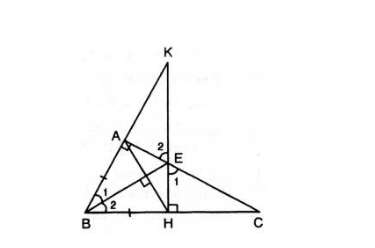 Cho tam giác ABC vuông tại A; đường phân giác BE. Kẻ EH vuông góc BC (H thuộc BC). (ảnh 1)