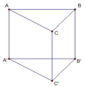 Cho hình lăng trụ tam giác đều ABCA'B'C' có AB= 2a,AA'=  acăn 3 . Tính thể tích khối lăng trụ ABCA'B'C'. (ảnh 1)