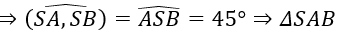 Cho hình chóp S.ABC có đáy ABC là tam giác đều cạnh a. SA vuông góc với đáy và tạo với đường thẳng SB một góc 45°. Tính thể tích khối chóp S.ABC. (ảnh 3)