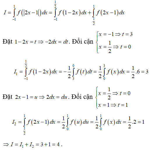 Cho hàm số f(x)  liên tục trên R và có tích phân từ 0 đến 1 của f(x)dx = 2, tích phân từ 0 đến 3 của f(x) dx = 6 (ảnh 1)