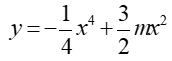 Các giá trị của tham số m để đồ thị hàm số y= -1//4x^4+ 3/2mx^2  có ba điểm cực trị tạo thành một tam giác đều là: (ảnh 1)