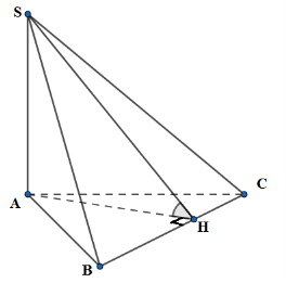 Cho khối chóp SABC có SA vuông góc (ABC); tam giác ABC vuông tại A, biết BC = 3a; AB = a (ảnh 2)