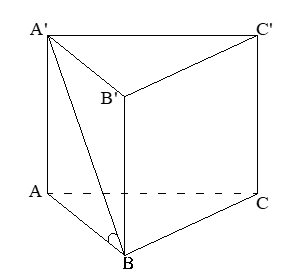 Cho hình lăng trụ đứng ABCA'B'C' có đáy là tam giác đều cạnh a, A'B tạo với mặt phẳng đáy góc 60 độ . Thể tích khối lăng trụ ABCA'B'C'  bằng: (ảnh 1)