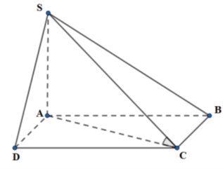 Cho hình chóp S.ABCD có đáy ABCD là hình vuông và SA vuông góc (ABCD), biết rằng góc SCA = 45 độ (ảnh 1)