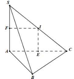 Cho hình chóp S.ABC có SA vuông góc mặt phẳng (ABC) tam giác ABC vuông tại B. Biết  (ảnh 1)