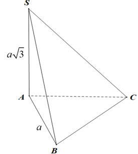 Cho hình chóp SABCD có đáy ABC  là tam giác đều cạnh  a,  SA vuông góc( ABC) và SA= a căn 3  Thể tích khối chóp  SABC là (ảnh 1)