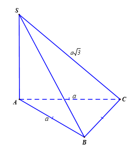 Cho khối chóp SABC  có đáy ABC  là tam giác đều cạnh a .Hai mặt phẳng (SAB)  và  ( SAC) cùng vuông góc với đáy. Tính thể tích khối chóp biết  (ảnh 1)