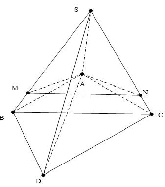 Cho tam giác ABC có BC=a, góc BAC= 135 độ. Trên đường thẳng vuông góc với (ABC) tai A lấy điểm S thỏa mãn  SA= a căn 2 (ảnh 1)