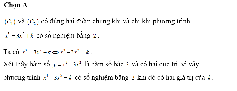 Cho hàm số f(x) = x^3 có đồ thị (C1) và hàm số g(x)= 3x^2+k có đồ thị (C2) (ảnh 1)