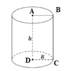 Cho hình chữ nhật ABCD có AD = a, AB = 3a. Tính thể tích của khối trụ tạo thành khi quay (ảnh 1)