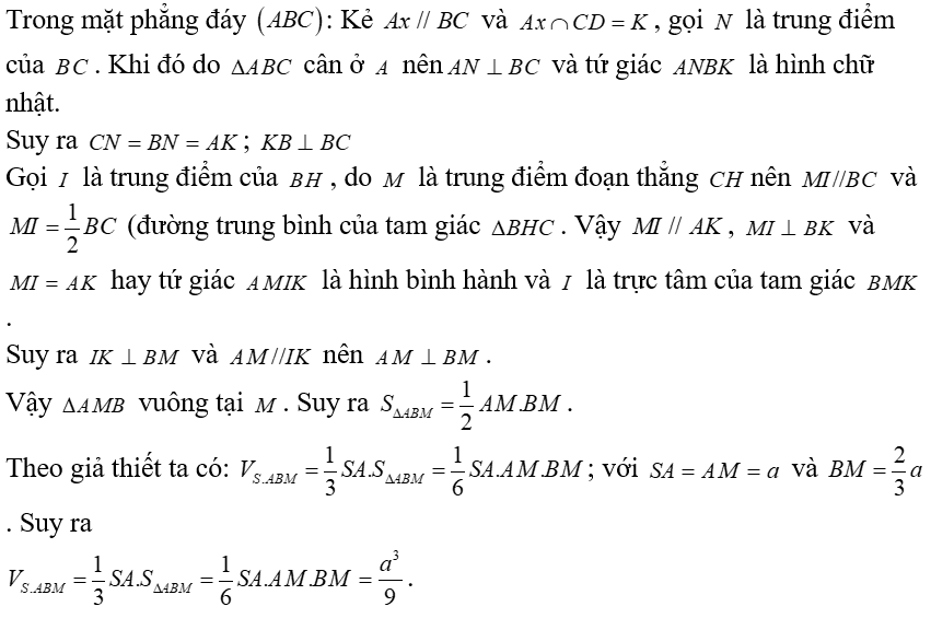 Cho hình chóp tam giác SABC có SA vuông góc với mặt đáy, tam giác ABC cân tại A. Trên cạnh AB lấy điểm D sao cho (ảnh 2)