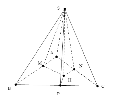 Cho hình chóp SABC có đáy là tam giác đều cạnh bằng 1, biết khoảng cách từ A đến ( SBC) là căn 6/ 4,  (ảnh 1)