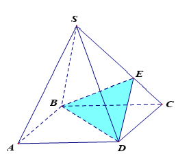 Cho khối chóp SABCD  có thể tích bằng 1  và đáy ABCD  là hình bình hành. Trên cạnh SC  lấy điểm E  sao cho  SE=2EC. Tính thể tích V của khối tứ diện  SEBD. (ảnh 1)