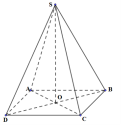 Cho hình chóp tứ giác đều S.ABCD có cạnh đáy bằng a căn bậc hai 3, góc ASB = 60 độ (ảnh 1)