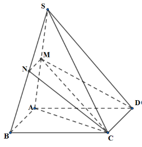 Cho hình chóp S.ABCD có đáy ABCD là hình bình hành, M và N theo thứ tự là trung điểm (ảnh 1)