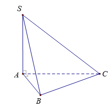 Cho hình chóp SABC  có  SA vuông góc ( ABC) , tam giác ABC  vuông cân tại A,  SA=AB=a Thể tích V của khối chóp SABC là (ảnh 1)