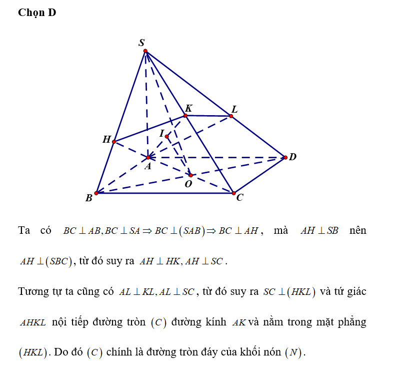 Cho hình chóp S.ABCD có đáy ABCD là hình vuông cạnh a, cạnh bên SA vuông góc (ảnh 1)