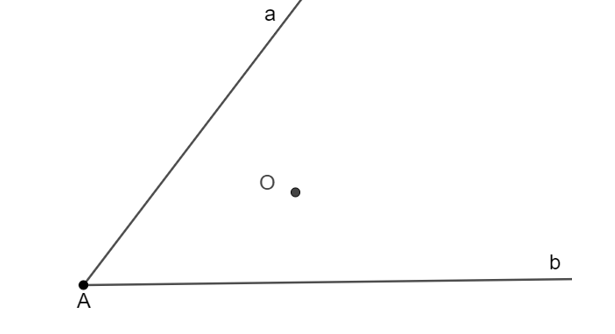 Hai con đường lớn a và b cắt nhau tạo thành một góc. Bên trong góc đó có một điểm (ảnh 2)