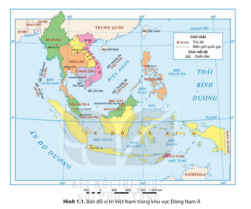 Quan sát hình 1.1 dựa vào thông tin mục 1, hãy trình bày đặc điểm vị trí địa lí của Việt Nam. (ảnh 1)