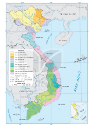 Đọc thông tin mục a và quan sát vào hình 6.1, hãy:  1/ Xác định phạm vi lưu vực của ba hệ thống sông: Hồng, Thu Bồn, Mê Công ở lãnh thổ Việt Nam trên bản đồ.  (ảnh 1)
