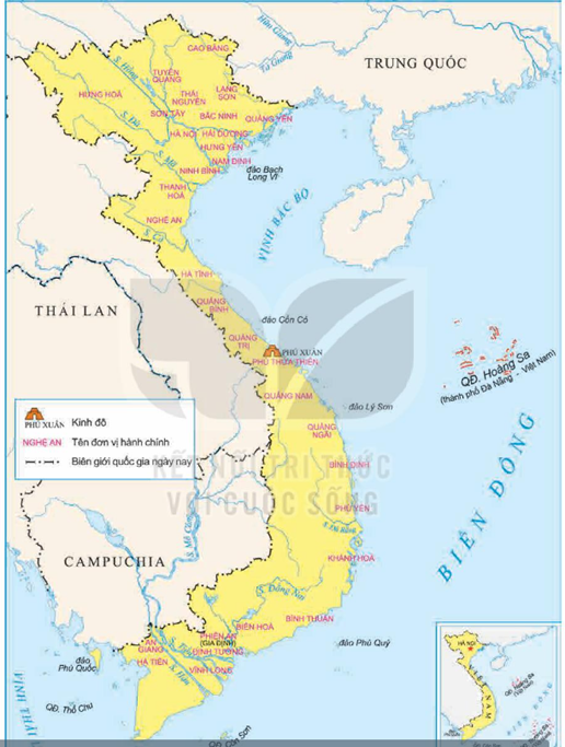 Khai thác lược đồ Hình 2, nêu nhận xét của em về đơn vị hành chính Việt Nam sau cải cách Minh Mạng. (ảnh 1)
