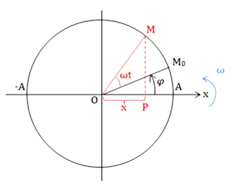Có thể sử dụng mối liên hệ giữa dao động điều hoà và chuyển động tròn đều để xác định pha ban đầu, thời gian để vật đi từ điểm này đến điểm khác trong dao động điều hoà được không? (ảnh 1)