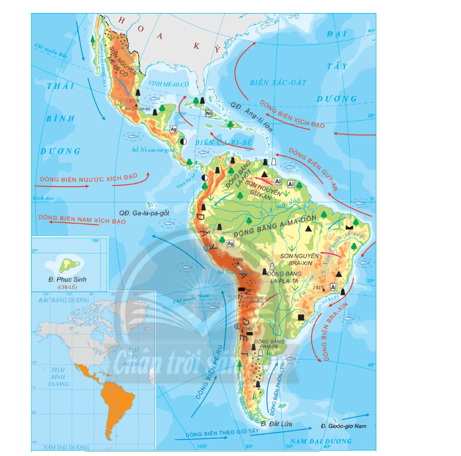 Dựa vào hình 8.1 và thông tin trong bài, hãy:  - Xác định vị trí Địa lí và lãnh thổ của khu vực Mỹ Latinh. (ảnh 1)