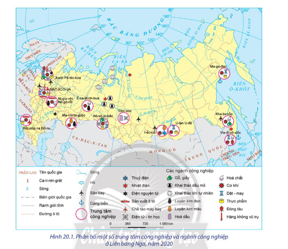 Dựa vào hình 20.1 và thông tin trong bài, hãy trình bày tình hình phát triển công nghiệp Liên bang Nga.  (ảnh 1)