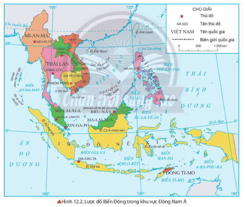 Quan sát Hình 12.2 và cho biết vị trí của Biển Đông trong khu vực Đông Nam Á. (ảnh 1)