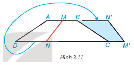 Cắt một mảnh giấy hình thang cân bằng một nhát thẳng cắt cả hai cạnh đáy thì được (ảnh 1)