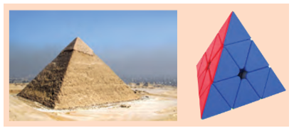 Hãy cho biết các mặt bên của kim tự tháp và khối rubik ở bên dưới là các hình gì. (ảnh 1)