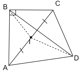 Cho tứ giác ABCD có góc B = góc D = 90 độ  a) CMR: 4 điểm A, B, C, D cùng thuộc một đường tròn, tìm tâm đường tròn đó. (ảnh 1)