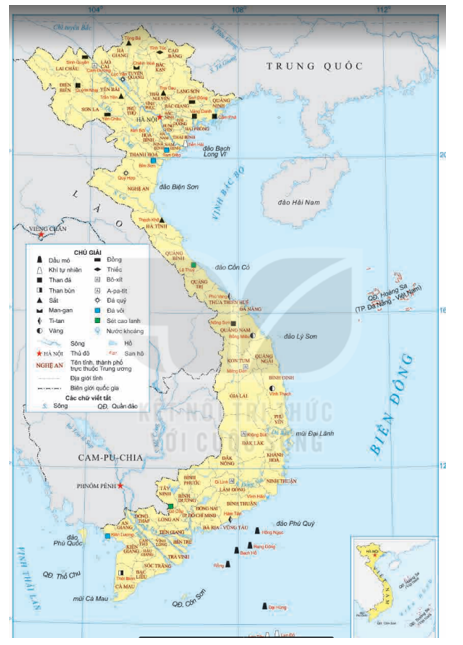 Dựa vào thông tin mục 2 và hình 3.3, hãy phân tích đặc điểm phân bố các loại khoáng sản chủ yếu của Việt Nam. (ảnh 1)