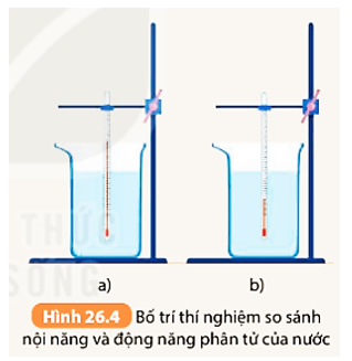 So sánh nội năng của nước trong hai cốc ở Hình 26.4.   (ảnh 1)