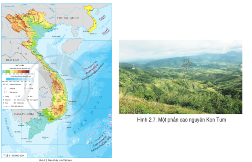 Dựa vào thông tin và quan sát hình 2.2 và 2.7, hãy trình bày đặc điểm địa hình của các khu vực đồi núi ở nước ta. (ảnh 1)